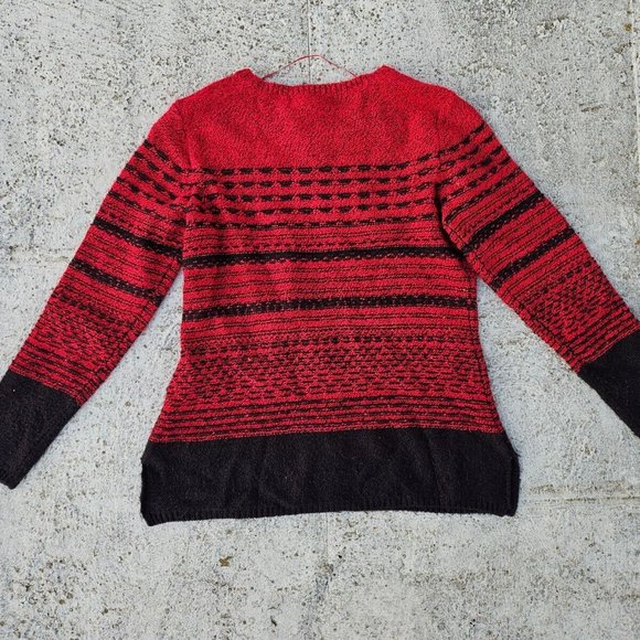 Karen Scott Women Sweater Red/Black Long Sleeve Crew Neck Pull Over Size XS - Picture 2 of 8